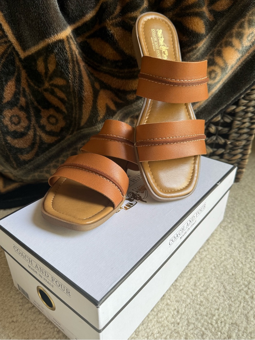 Coach and Four Gruppo Luggage Leather Slide Sandals Made In Italy Women’s 8 M